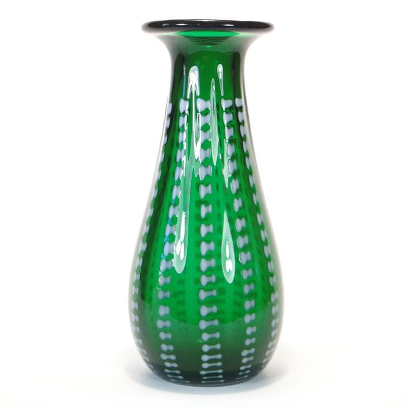 Vase Przecinki, green soda-lime glass, by J.S. Drost, Ząbkowice, Poland, 1970s.