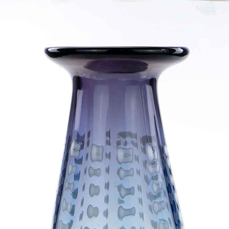 Vase Przecinki, blue transparent soda-lime glass, by J. Drost, Ząbkowice, Poland, 1970s. - 326386