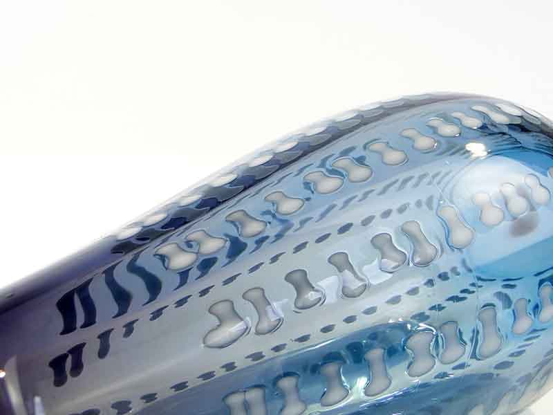Vase Przecinki, blue transparent soda-lime glass, by J. Drost, Ząbkowice, Poland, 1970s. - 326381