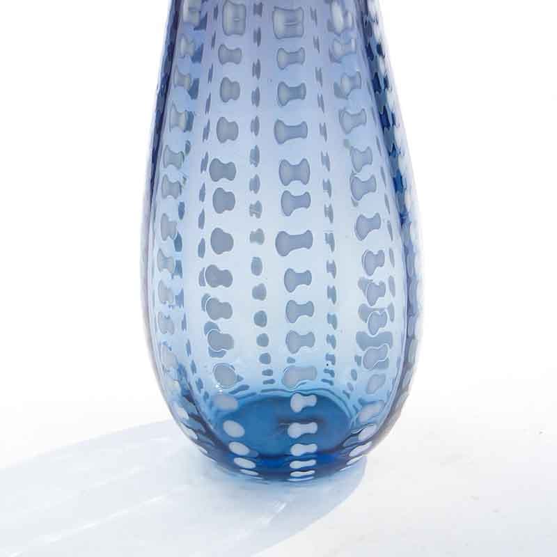 Vase Przecinki, blue transparent soda-lime glass, by J. Drost, Ząbkowice, Poland, 1970s. - 326388