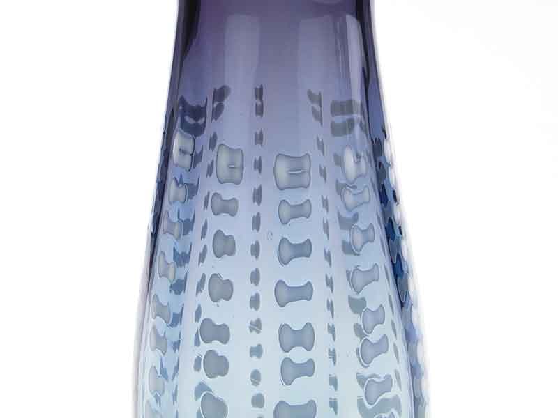 Vase Przecinki, blue transparent soda-lime glass, by J. Drost, Ząbkowice, Poland, 1970s. - 326383