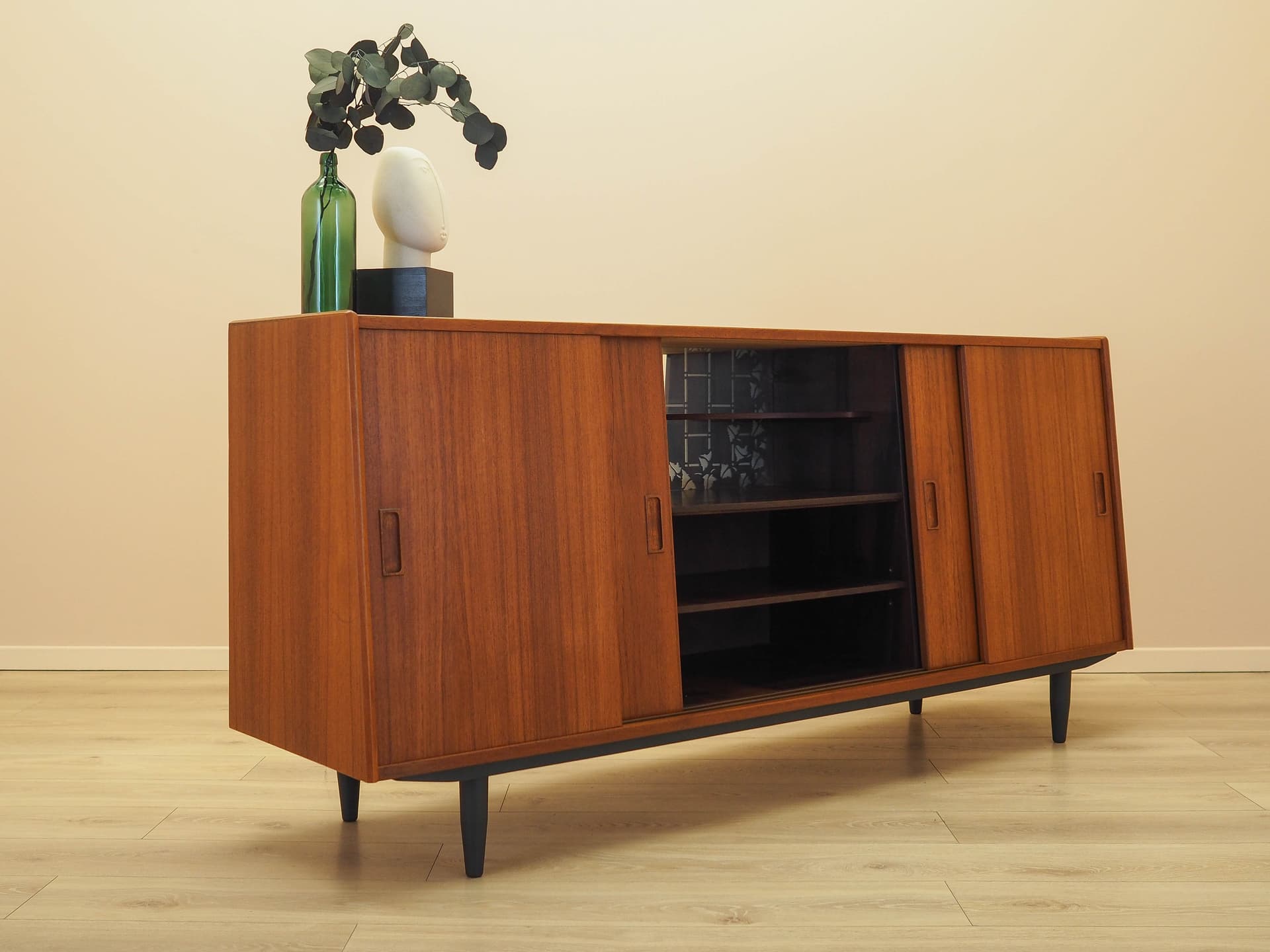Sideboard, teak brązowy, drewno czarne, Dania, lata 70. - 326454