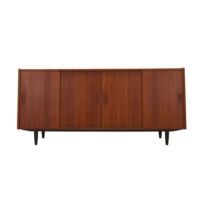Sideboard, teak brązowy, drewno czarne, Dania, lata 70.