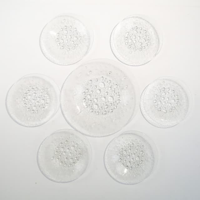 Tableware set Asteroid, transparent soda-lime glass, by J. Drost, Ząbkowice, Poland, 1960s. - DIMENSION