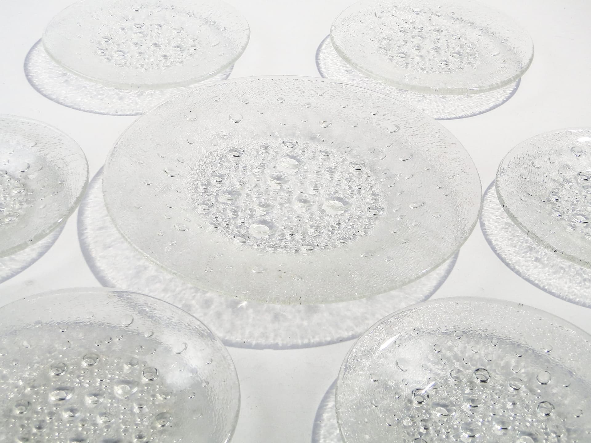 Tableware set Asteroid, transparent soda-lime glass, by J. Drost, Ząbkowice, Poland, 1960s. - 326484