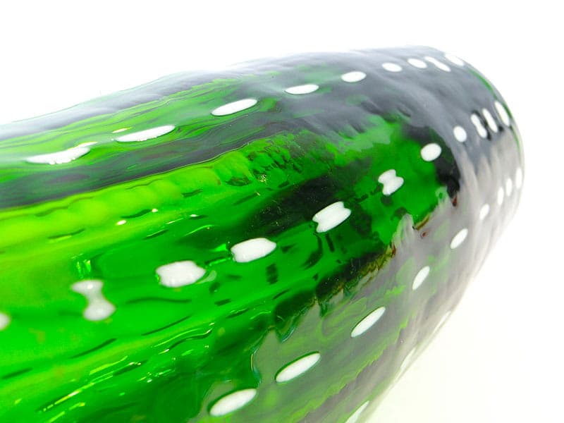 Vase Przecinki, green white soda-lime glass, by J. Drost, Ząbkowice, Poland, 1970s. - 326497