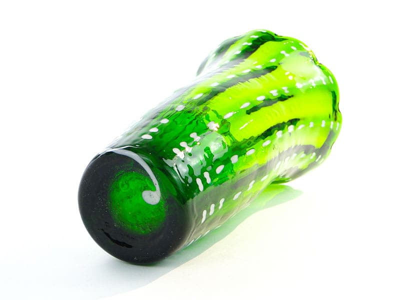 Vase Przecinki, green white soda-lime glass, by J. Drost, Ząbkowice, Poland, 1970s. - 326499