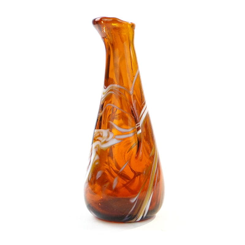 Mosaic Vase, orange soda-lime glass, by S. Mach, Ząbkowice, Poland, 1970s.