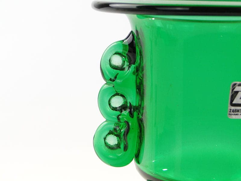 Vase, green glass, by L. Fiedorowicz, Ząbkowice, Poland, 1980s. - 326567