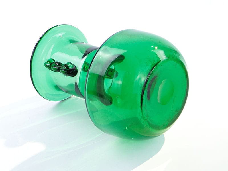 Vase, green glass, by L. Fiedorowicz, Ząbkowice, Poland, 1980s. - 326570
