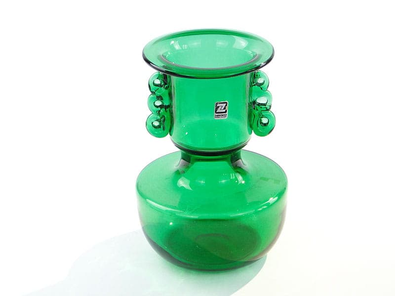 Vase, green glass, by L. Fiedorowicz, Ząbkowice, Poland, 1980s. - 326572