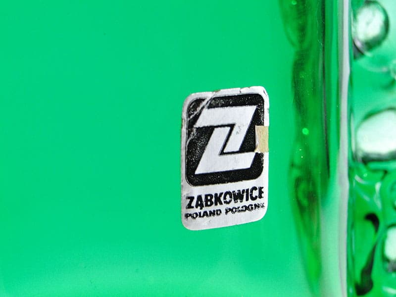 Vase, green glass, by L. Fiedorowicz, Ząbkowice, Poland, 1980s. - 326571