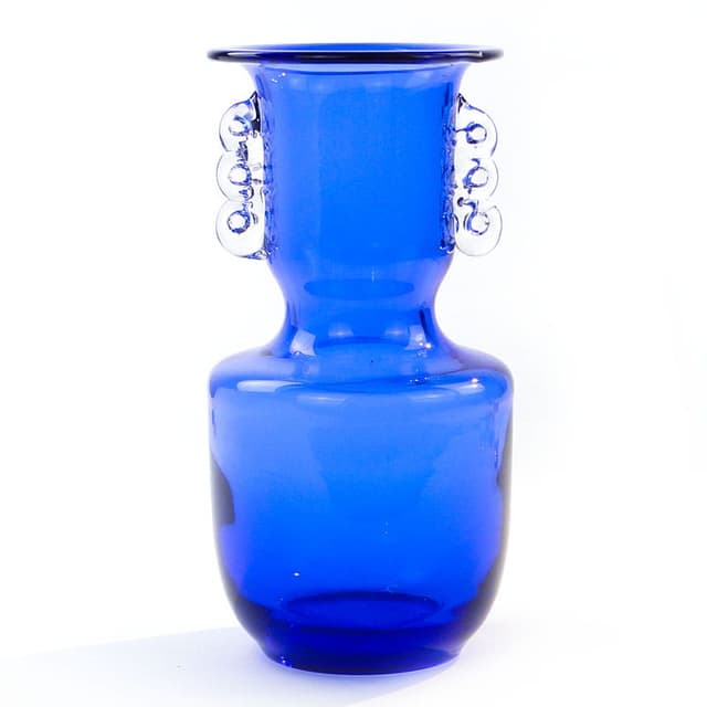 Vase, cobalt blue glass, by L. Fiedorowicz, Poland, 1980s. - DIMENSION