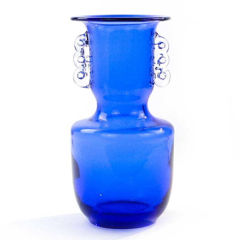Vase, cobalt blue glass, by L. Fiedorowicz, Poland, 1980s.