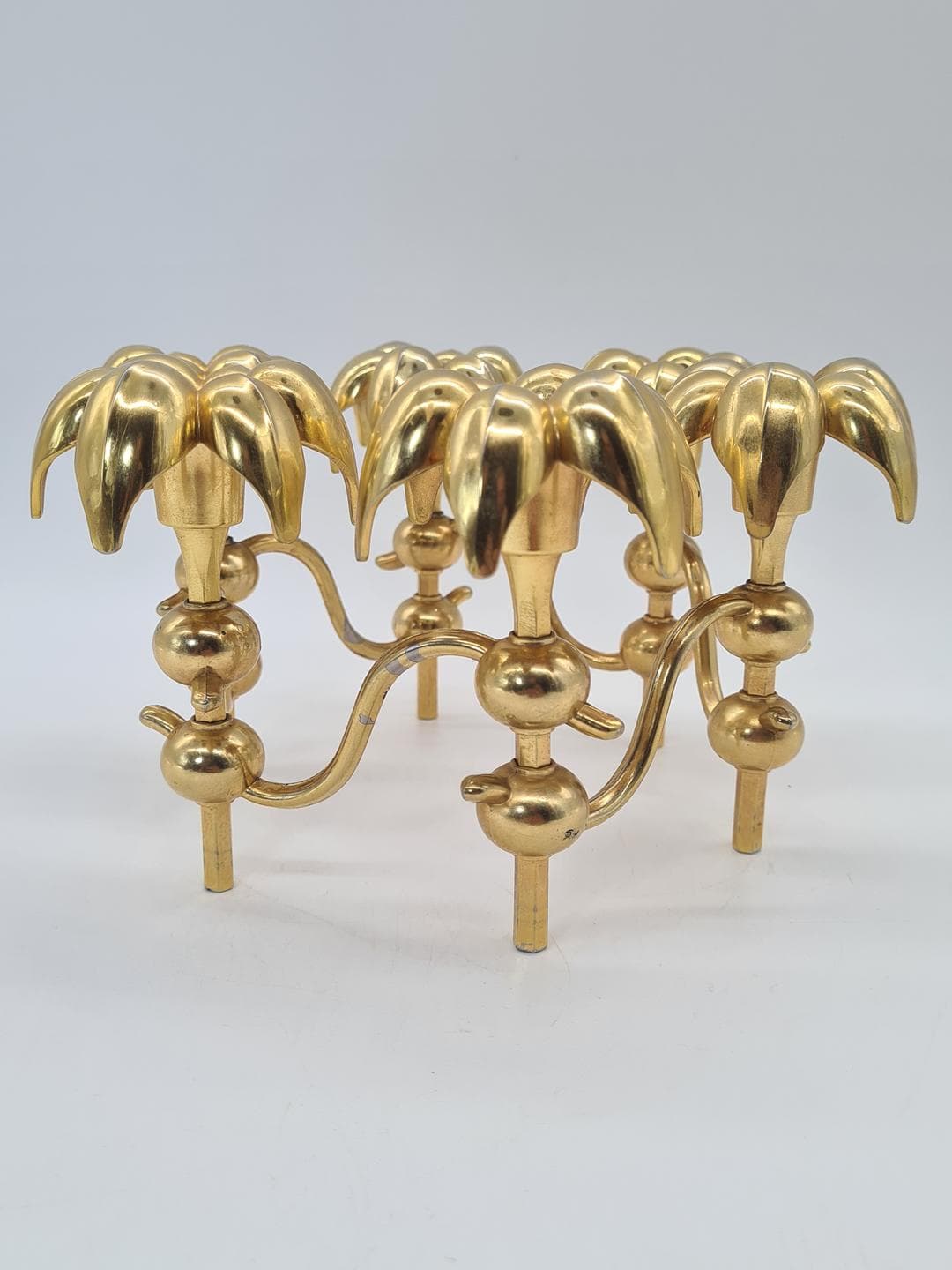 Palm Candleholder, gold, gold-plated metal, Germany, 1970s - 326631