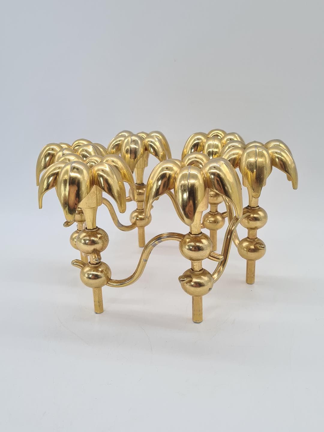 Palm Candleholder, gold, gold-plated metal, Germany, 1970s - 326628