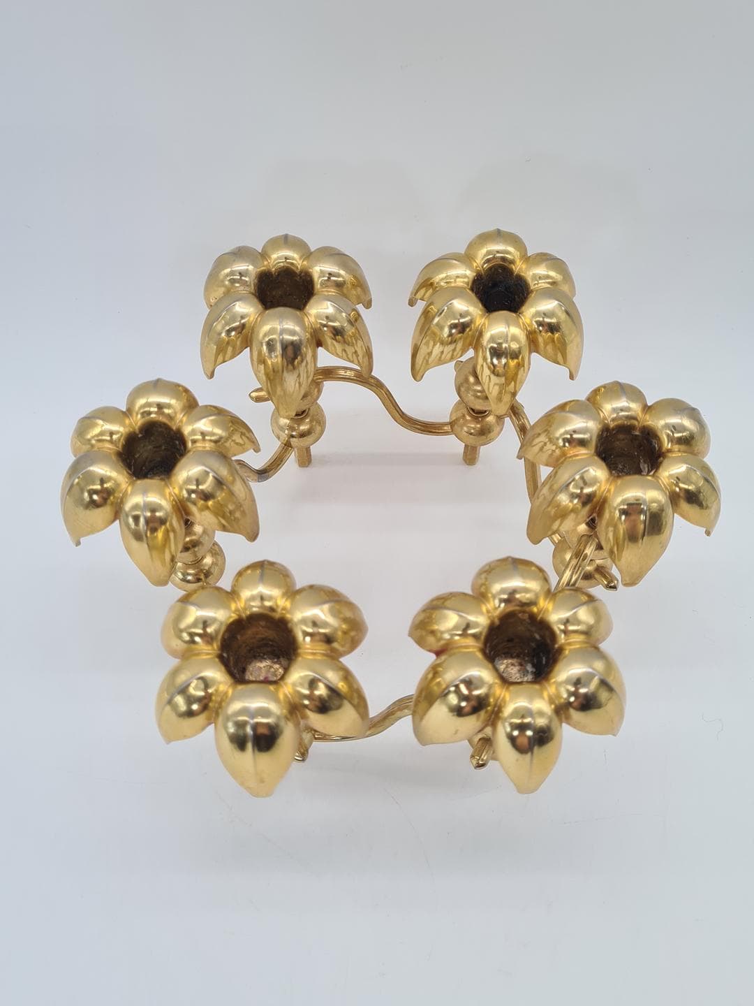 Palm Candleholder, gold, gold-plated metal, Germany, 1970s - 326627