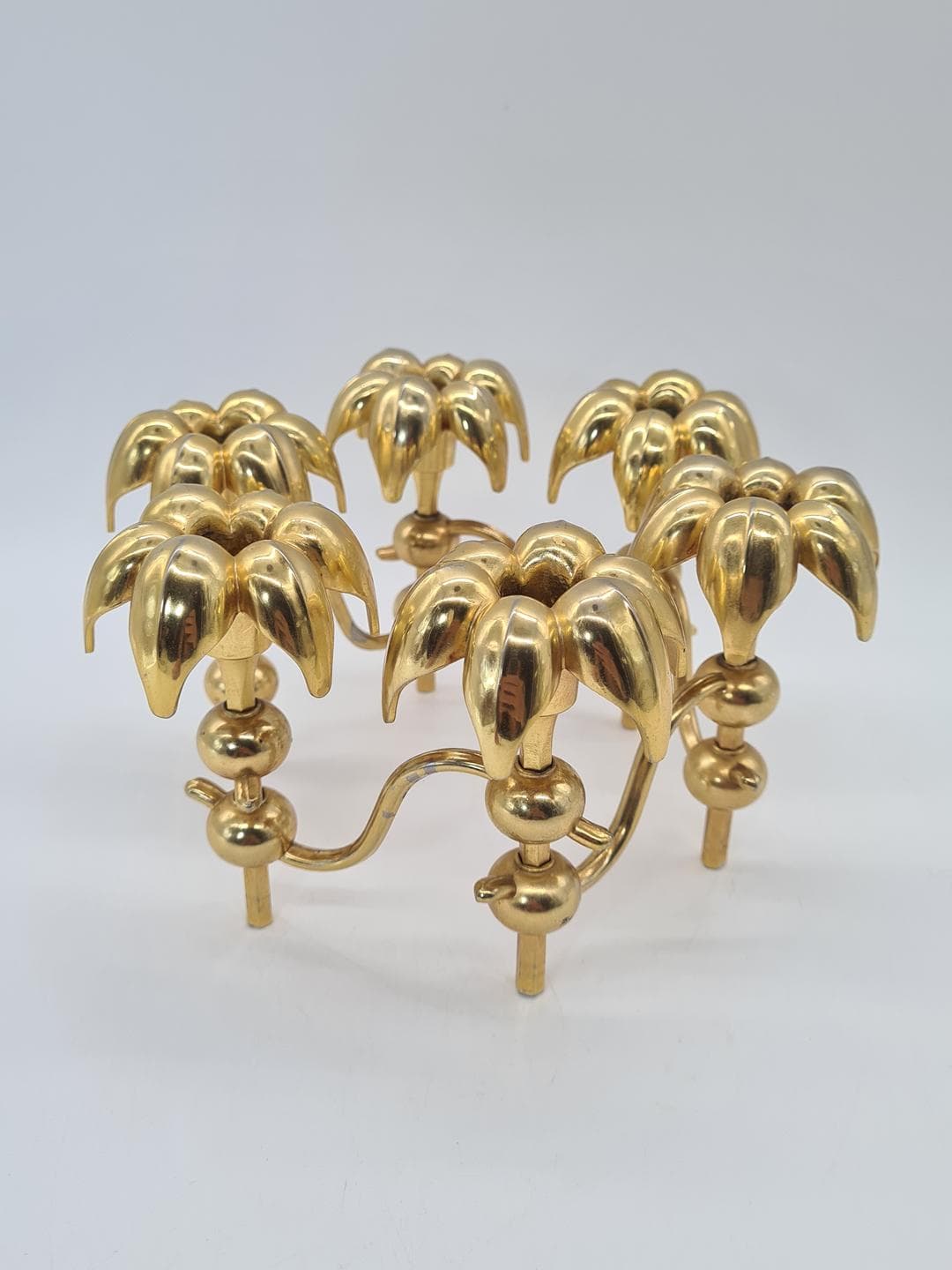 Palm Candleholder, gold, gold-plated metal, Germany, 1970s - 326632