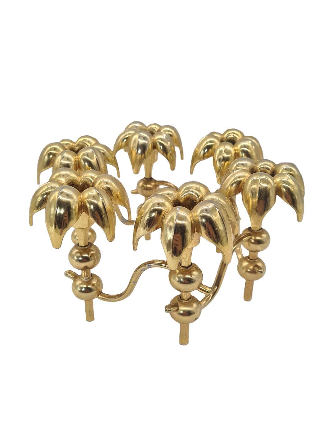 Palm Candleholder, gold, gold-plated metal, Germany, 1970s