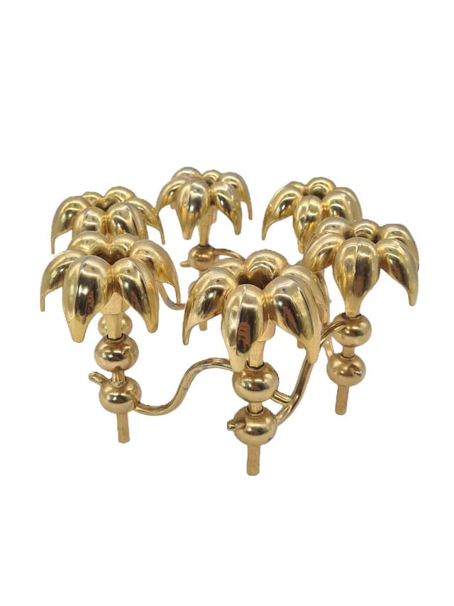 Palm Candleholder, gold, gold-plated metal, Germany, 1970s - DIMENSION