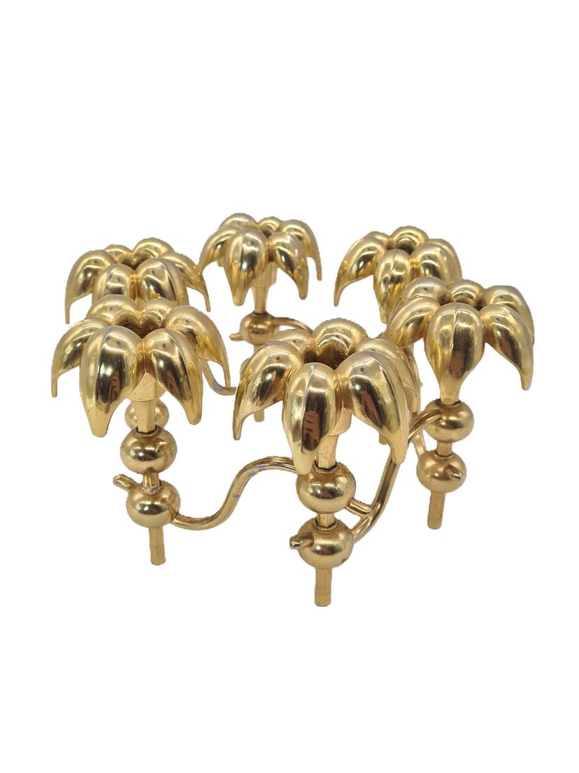 Palm Candleholder, gold, gold-plated metal, Germany, 1970s
