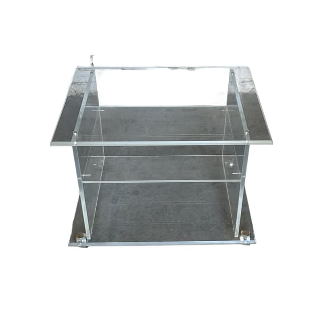 Mobile side table, transparent acrylic, metal, 1970s - DIMENSION