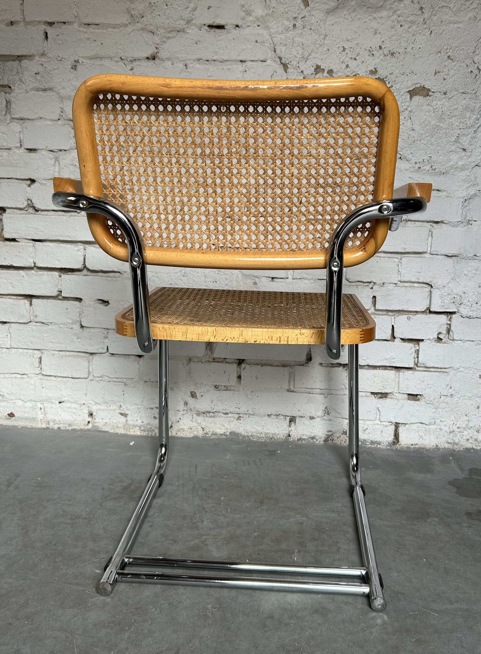 Chair Cesca, brown wood, rattan, chromed steel, 1970s. - 326697
