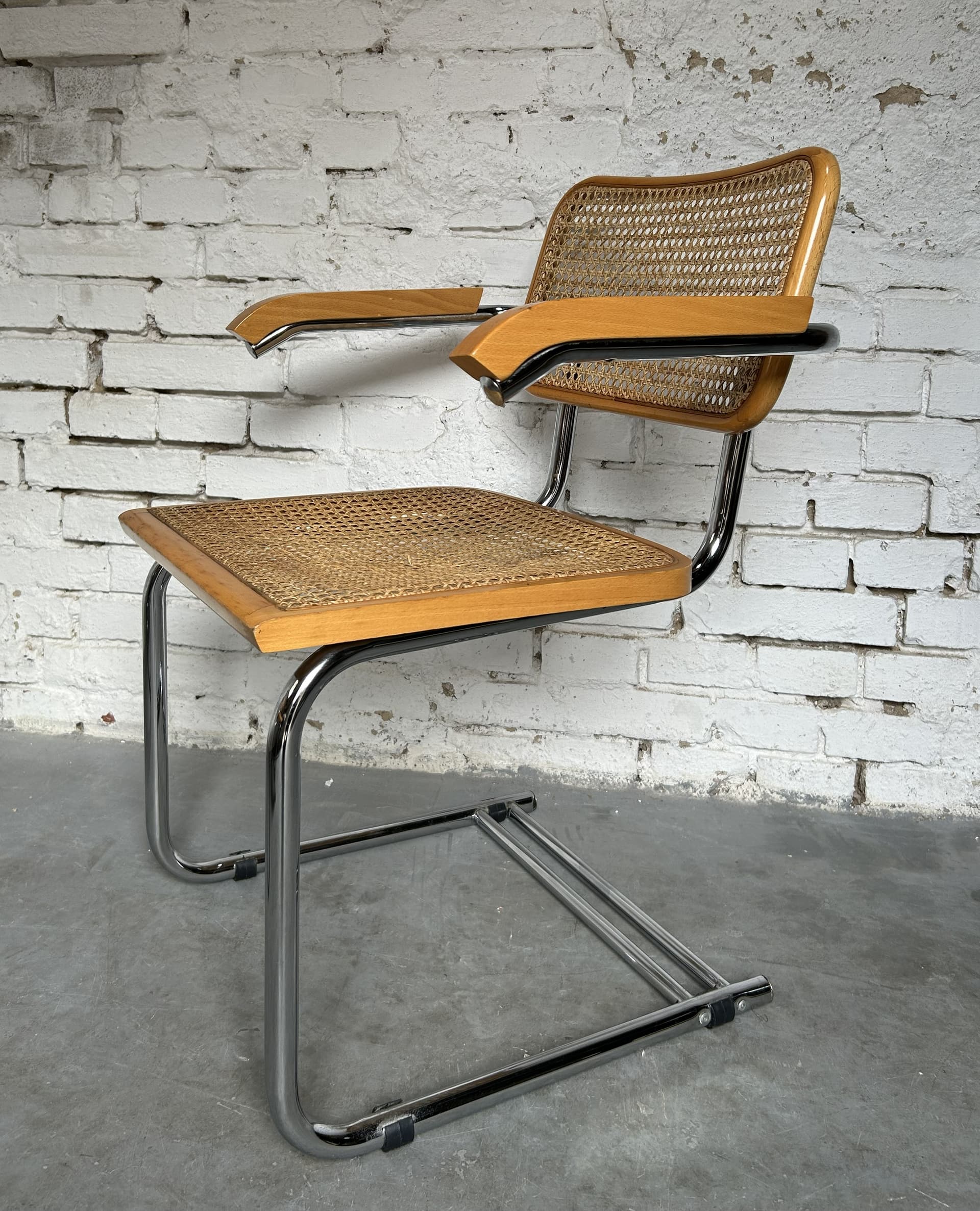 Chair Cesca, brown wood, rattan, chromed steel, 1970s. - 326698