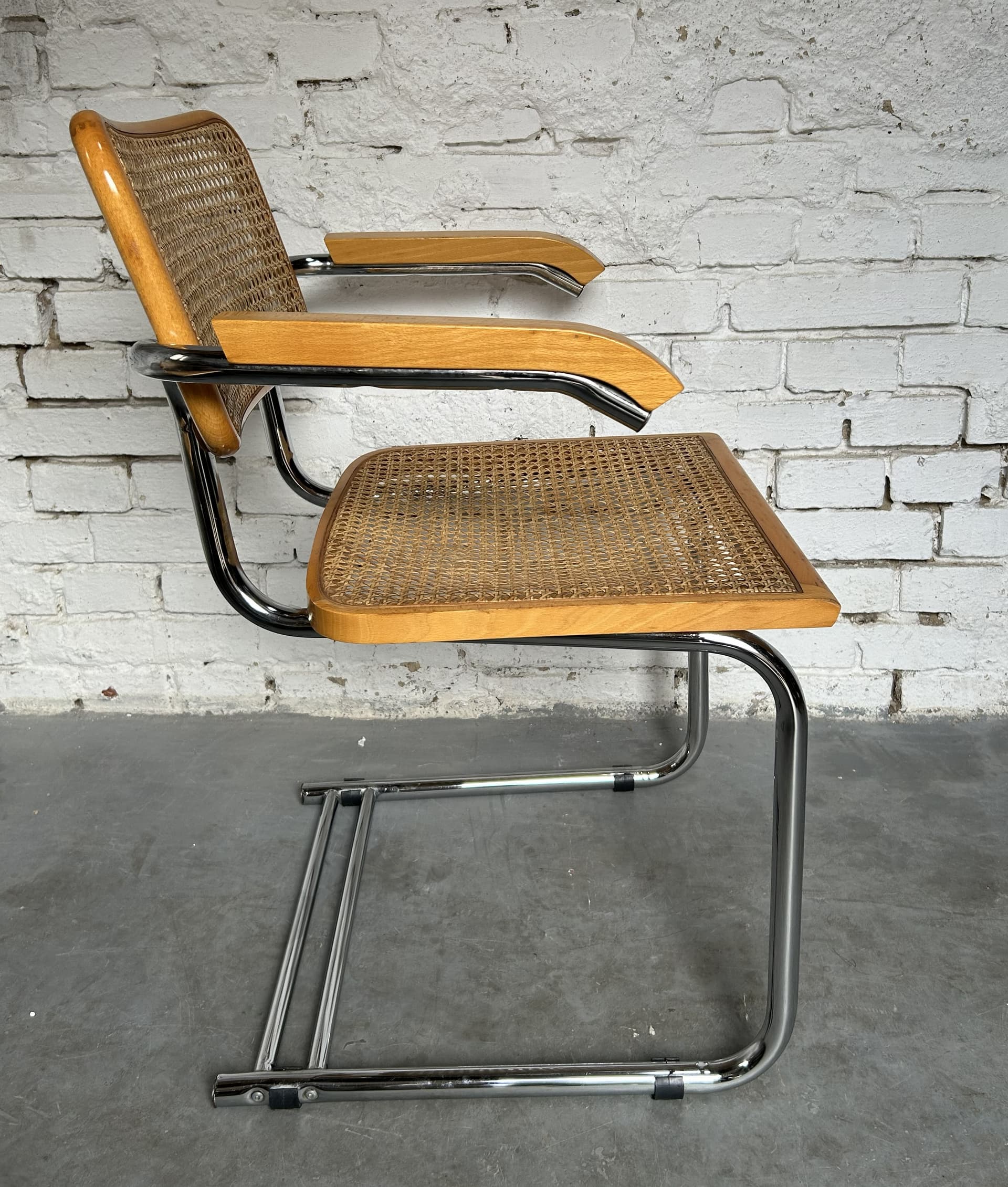 Chair Cesca, brown wood, rattan, chromed steel, 1970s. - 326700