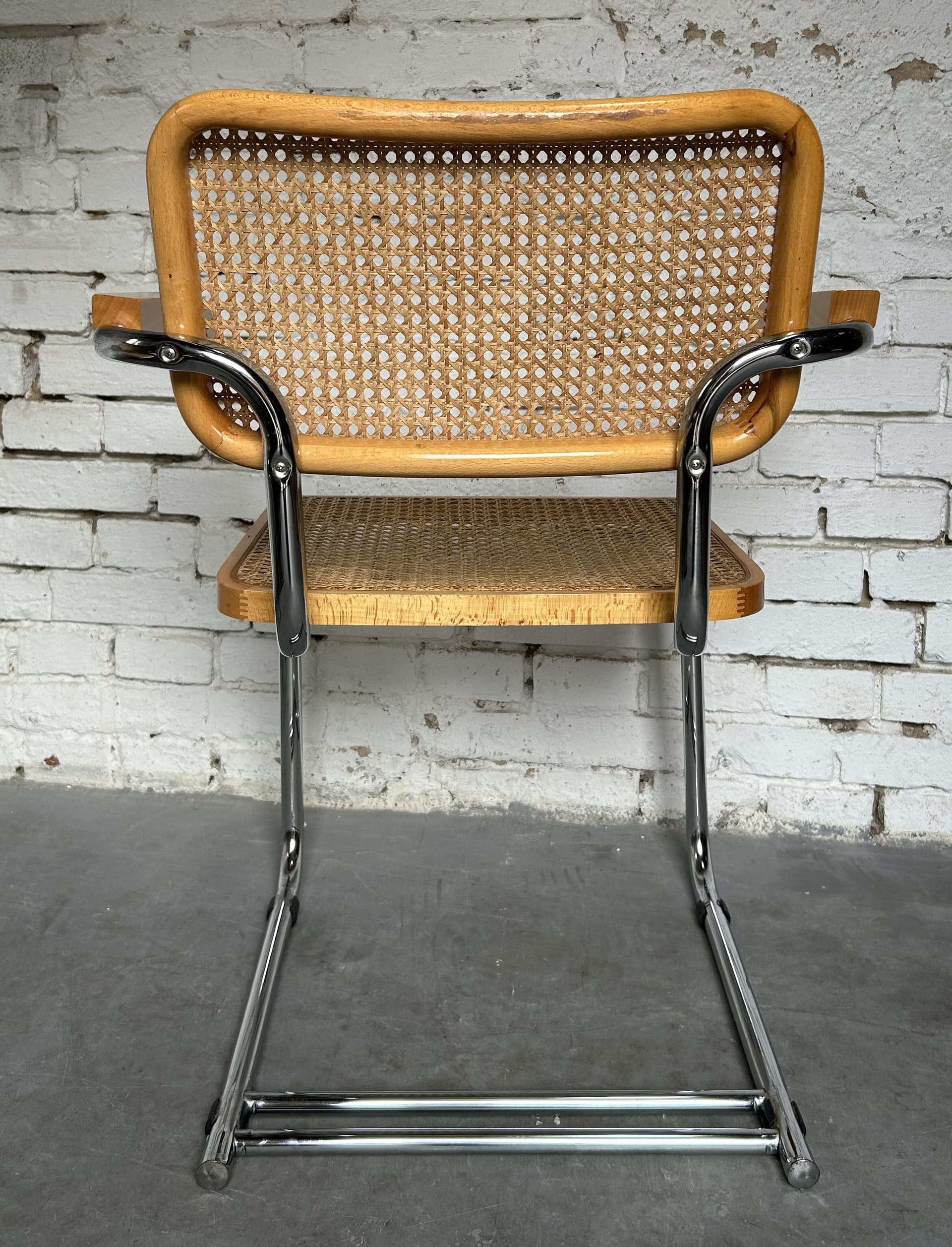 Chair Cesca, brown wood, rattan, chromed steel, 1970s. - 326696