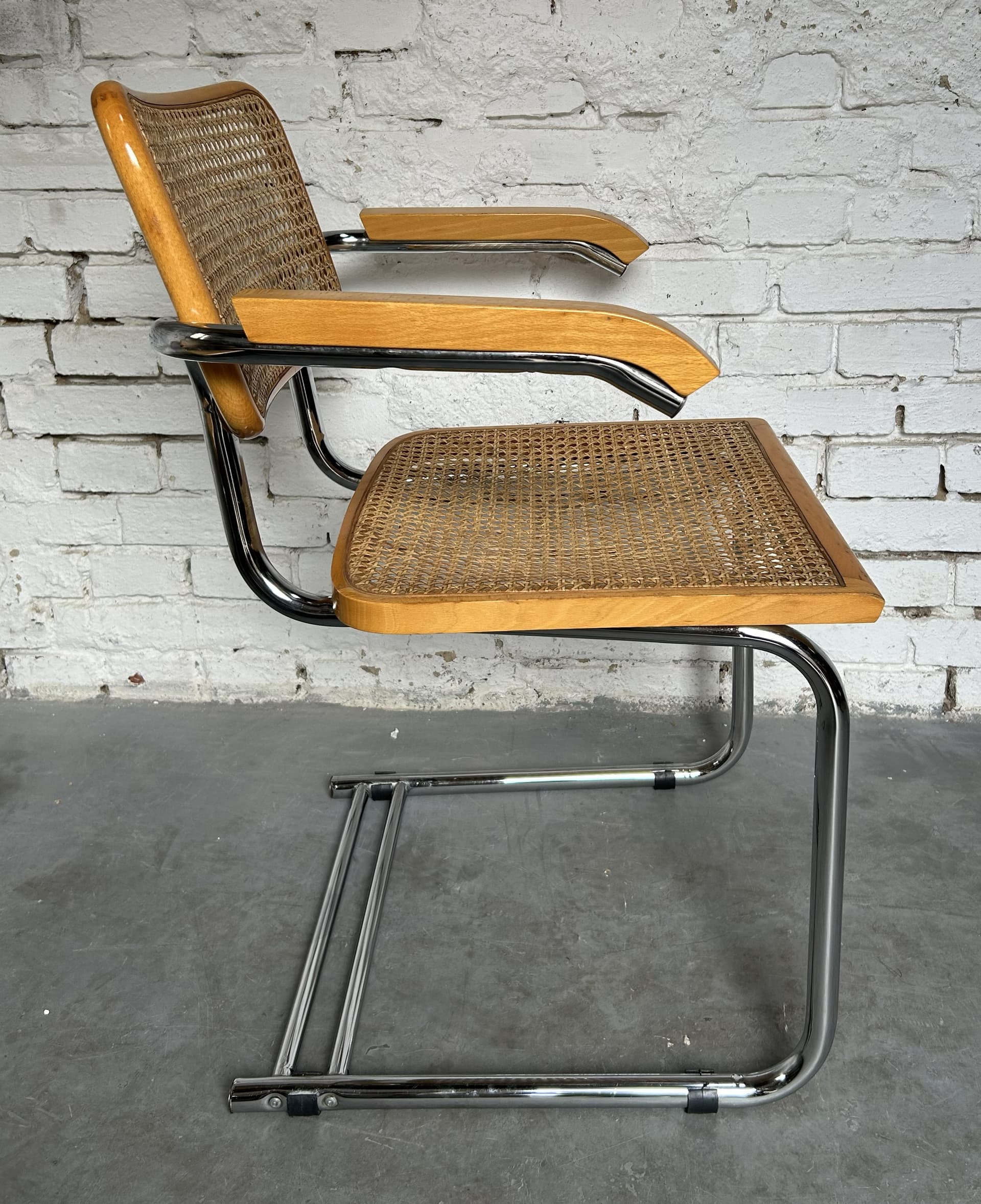 Chair Cesca, brown wood, rattan, chromed steel, 1970s. - 326699
