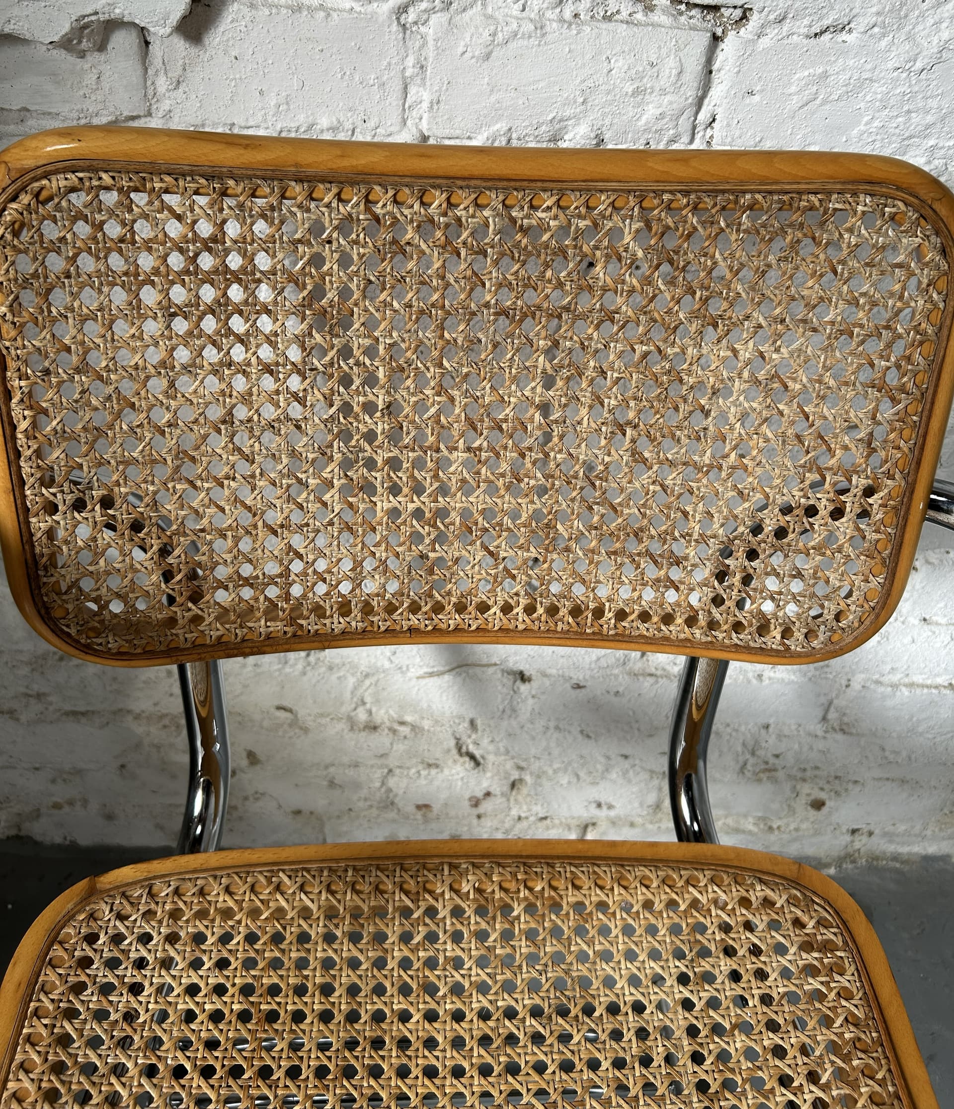 Chair Cesca, brown wood, rattan, chromed steel, 1970s. - 326702
