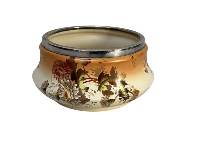 Miska, Carlton Ware W&R, ceramika beżowa, srebro, Anglia, ok. 1900 - WYMIARY