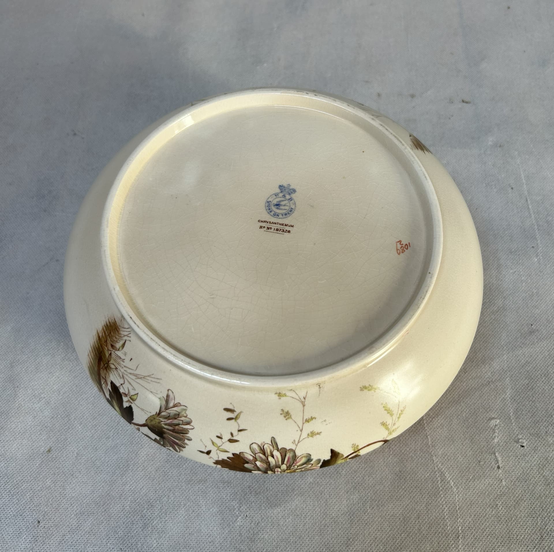 Miska, Carlton Ware W&R, ceramika beżowa, srebro, Anglia, ok. 1900 - 326736