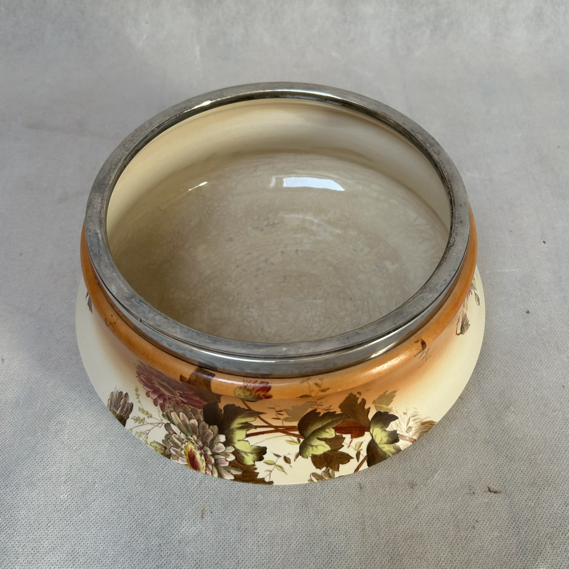 Miska, Carlton Ware W&R, ceramika beżowa, srebro, Anglia, ok. 1900 - 326735