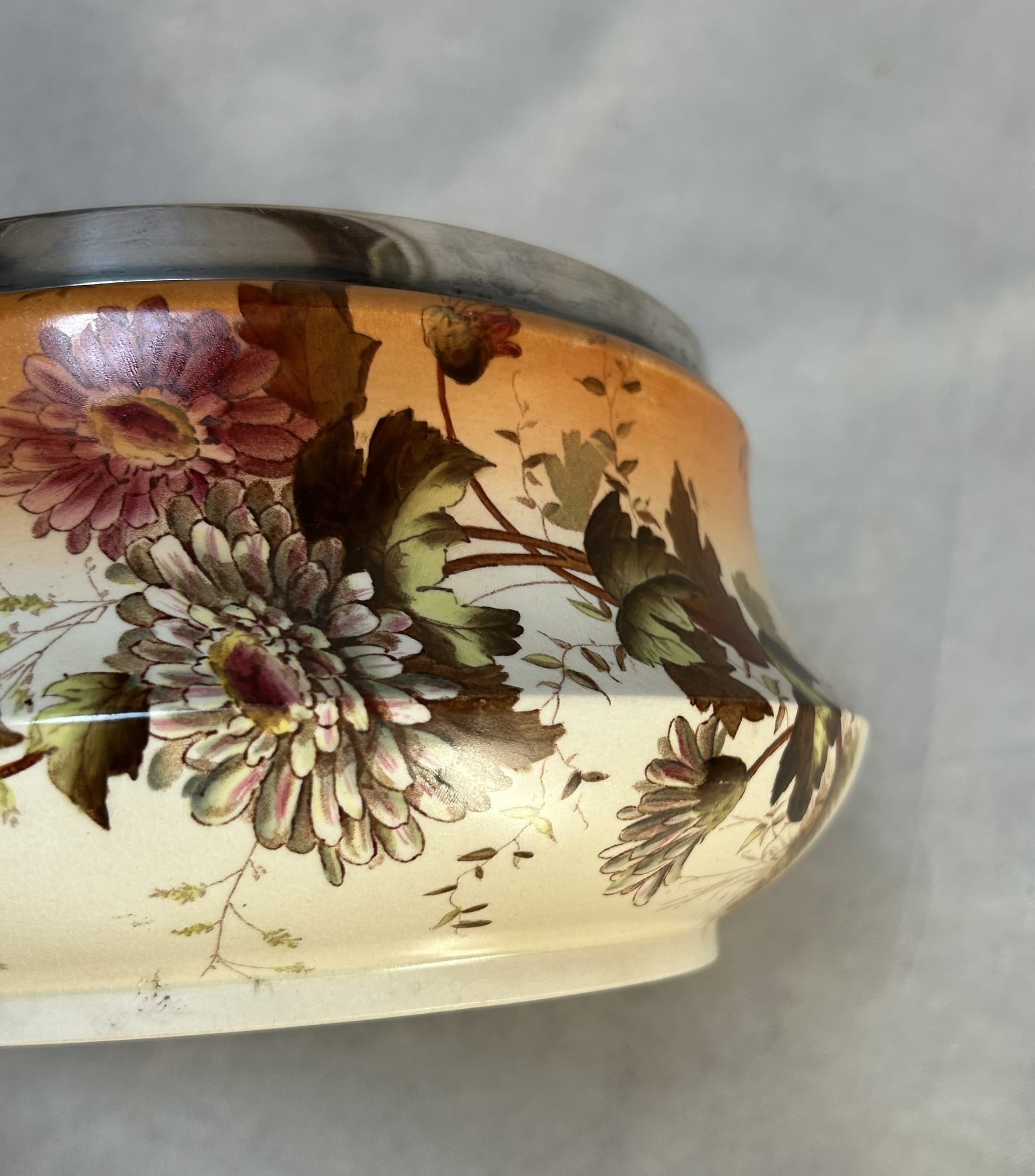 Miska, Carlton Ware W&R, ceramika beżowa, srebro, Anglia, ok. 1900 - 326734