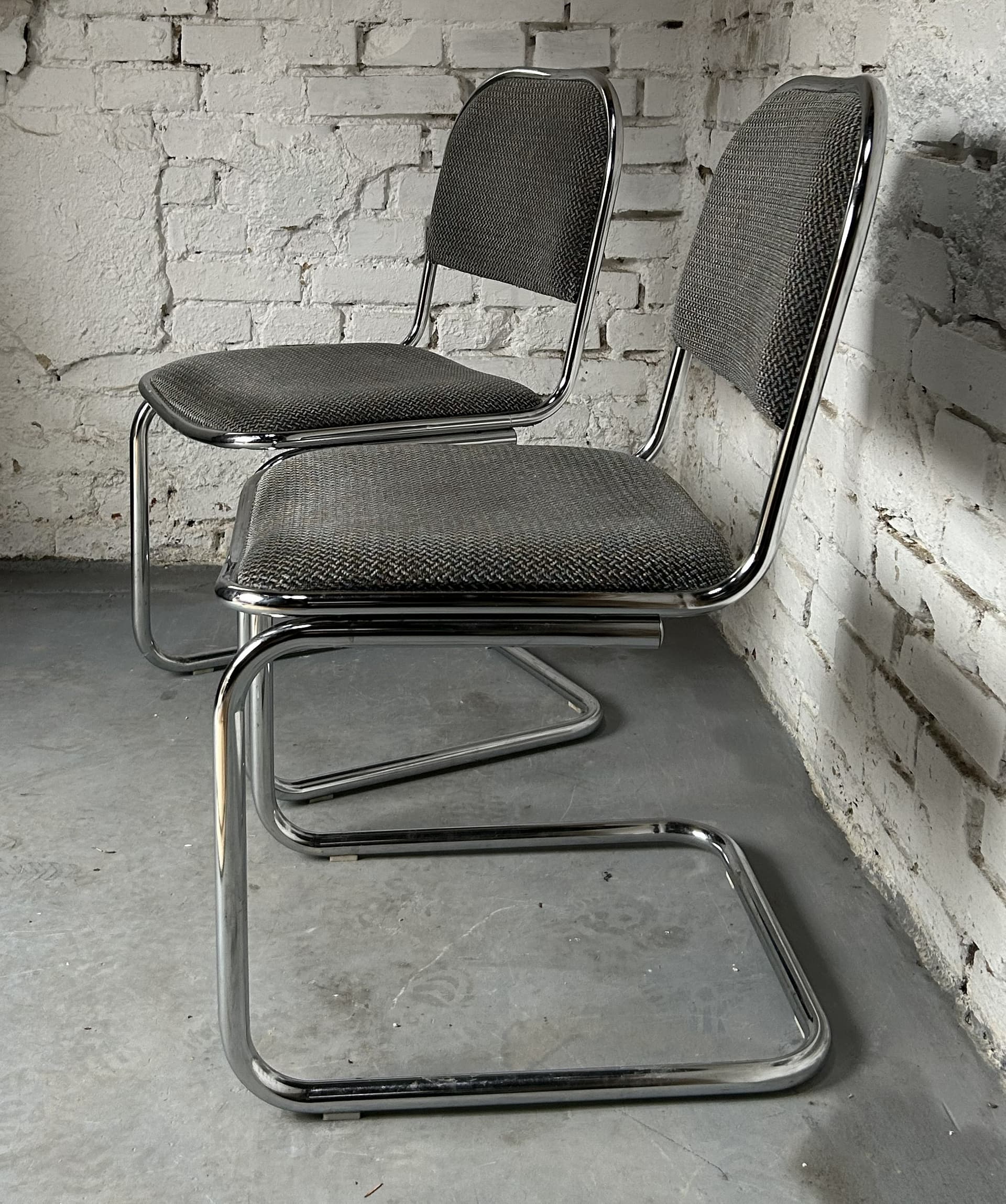 Para krzeseł cantilever Bauhaus, ciemnoszary, chrom, lata 70. - 326745