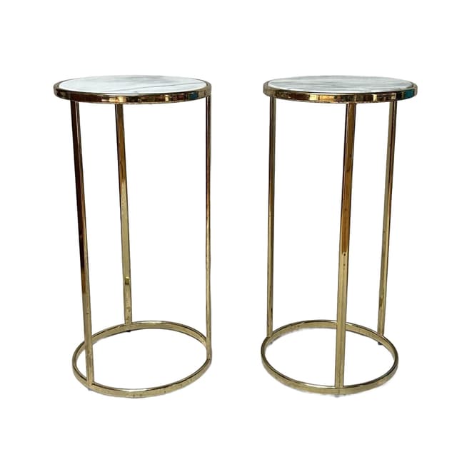 Stolik pomocniczy Glam, marmur biały szary, metal złoty - WYMIARY