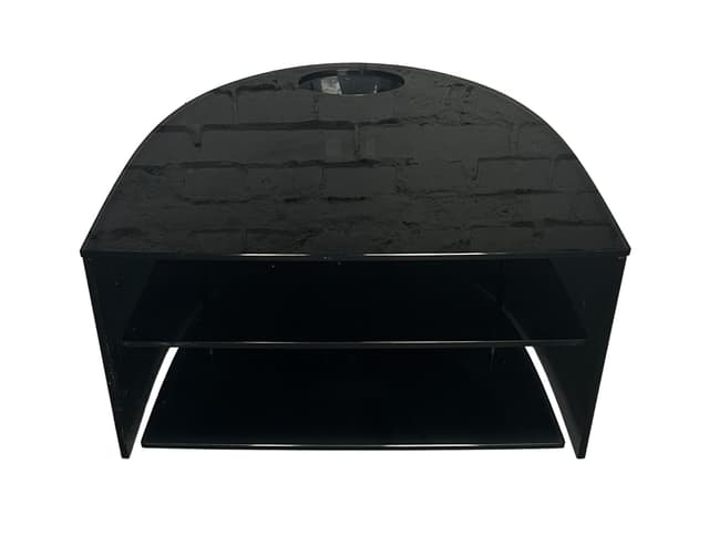 TV Stand Semi-Circular, black glass, 1980s - DIMENSION