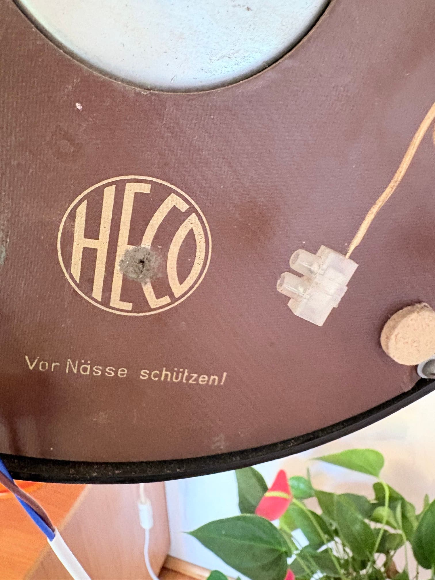 Wall Clock Speaker Heco WLU-30, black bakelite, gold brass, Germany, 1950s. - 326786