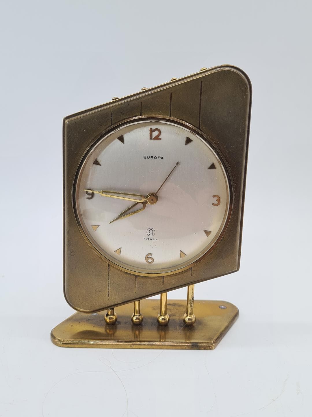 Table clock, gold, brass glass, Germany, 1960s - 326860