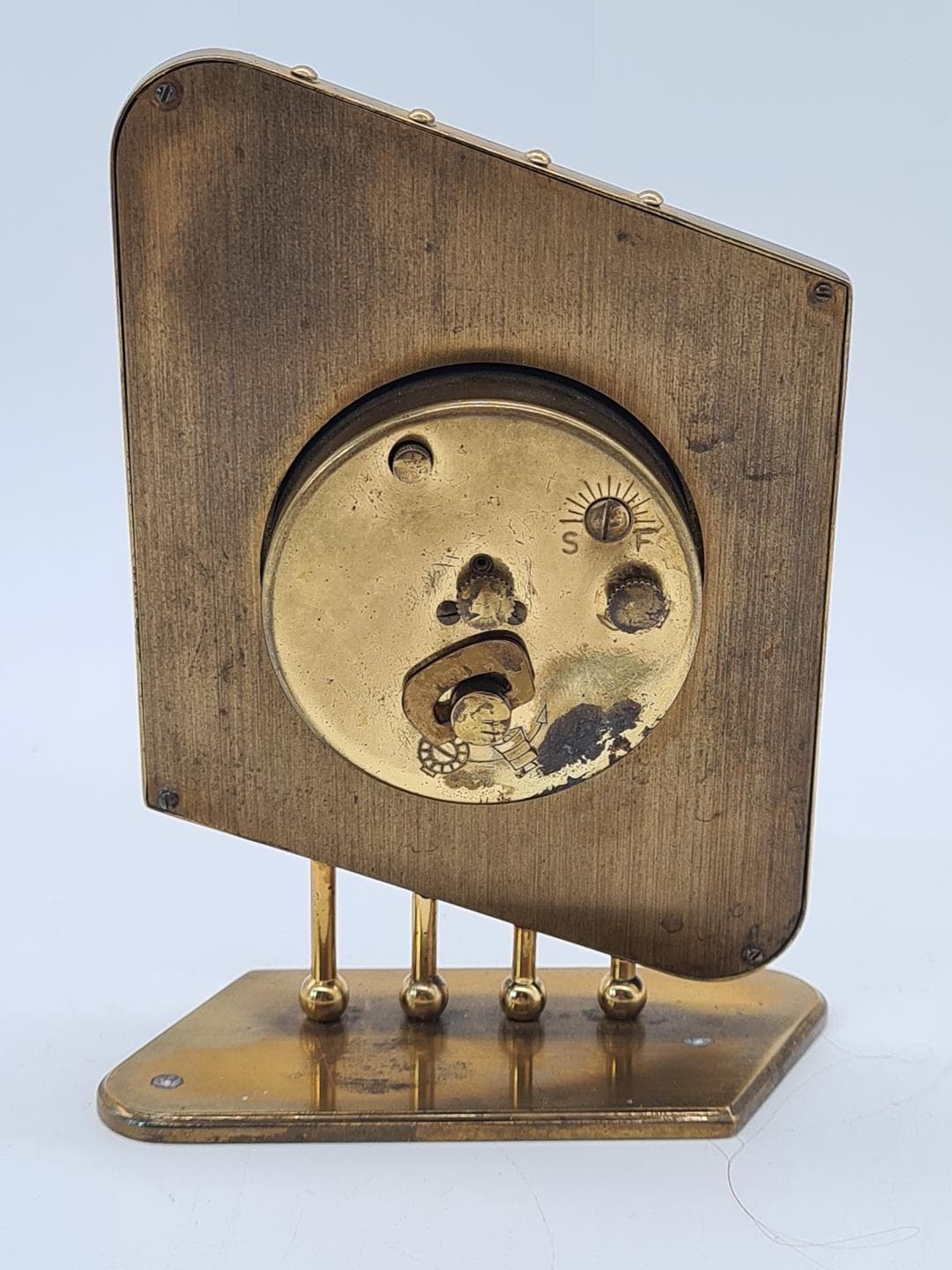 Table clock, gold, brass glass, Germany, 1960s - 326869