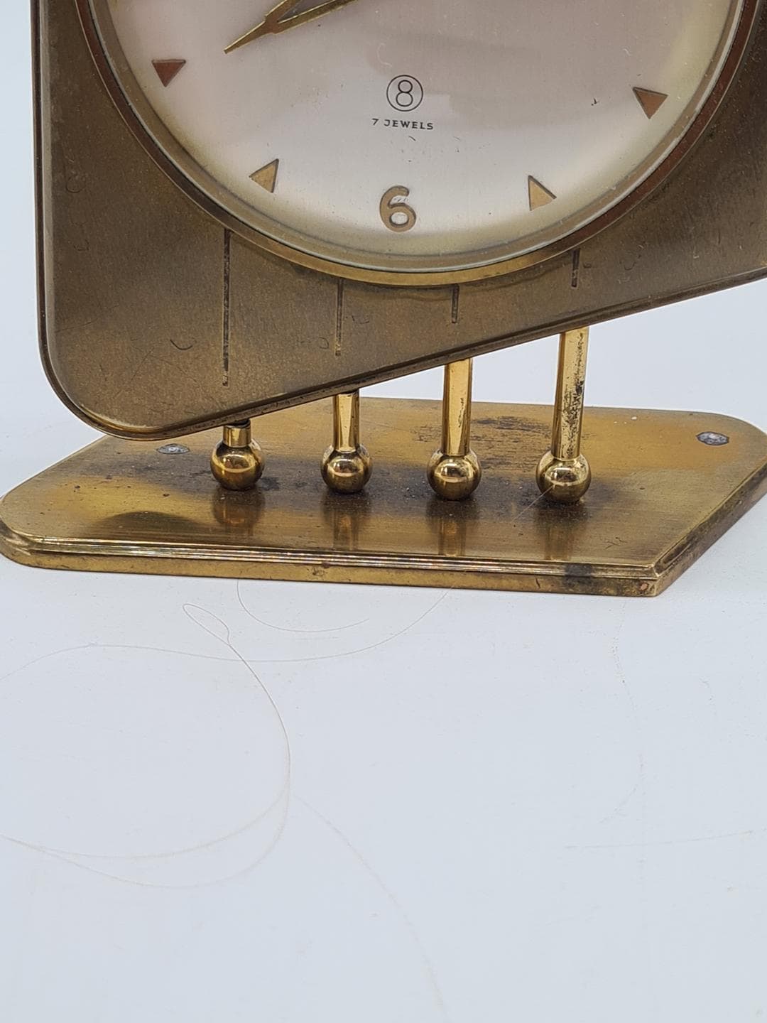 Table clock, gold, brass glass, Germany, 1960s - 326868
