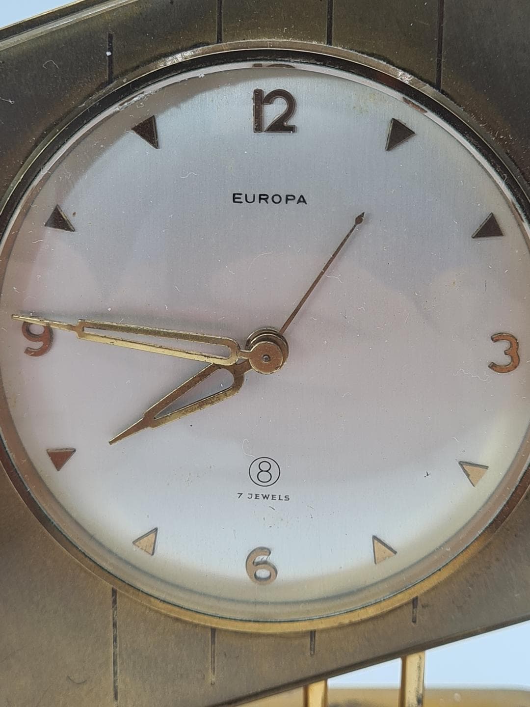 Table clock, gold, brass glass, Germany, 1960s - 326867
