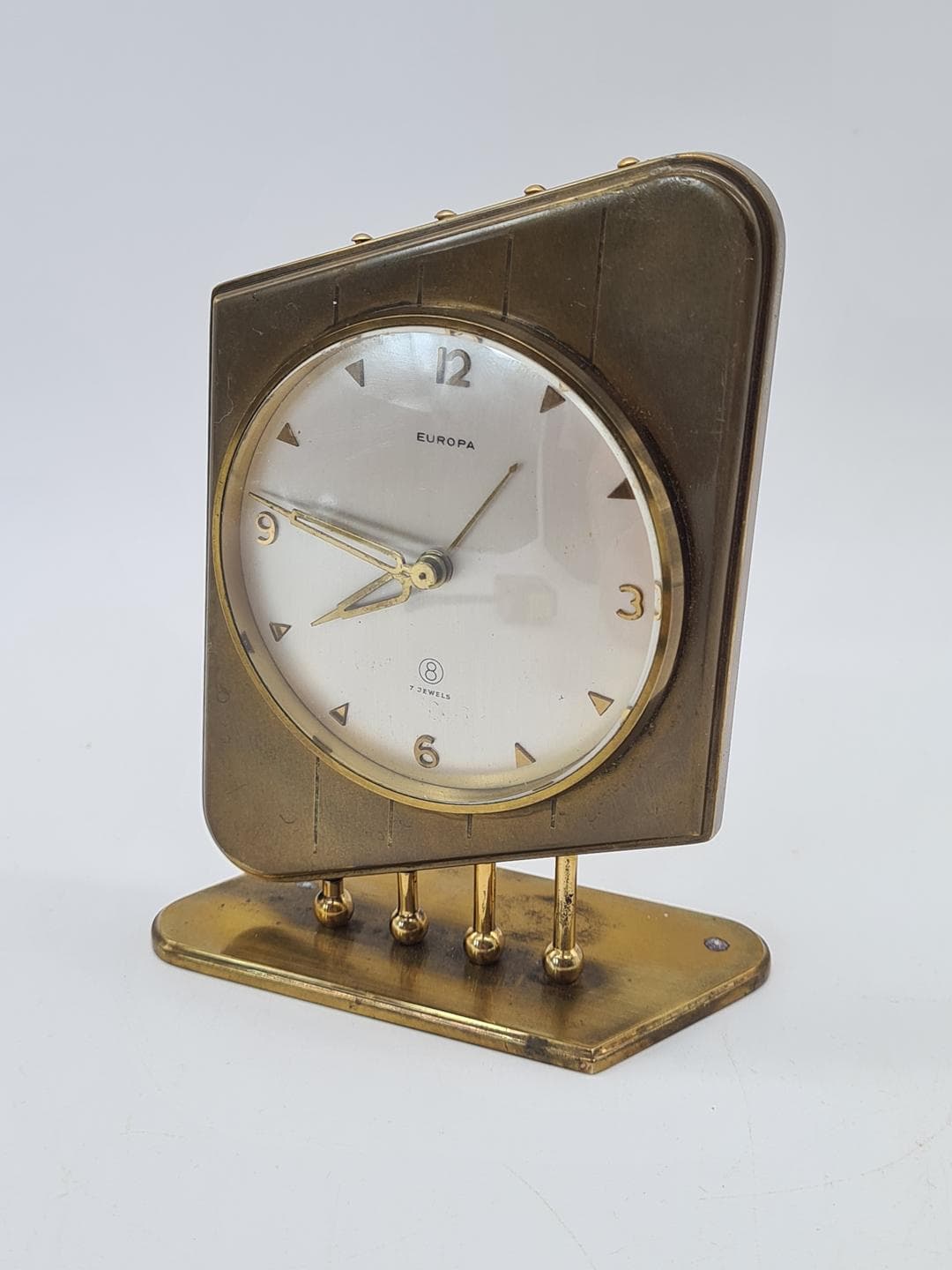 Table clock, gold, brass glass, Germany, 1960s - 326866