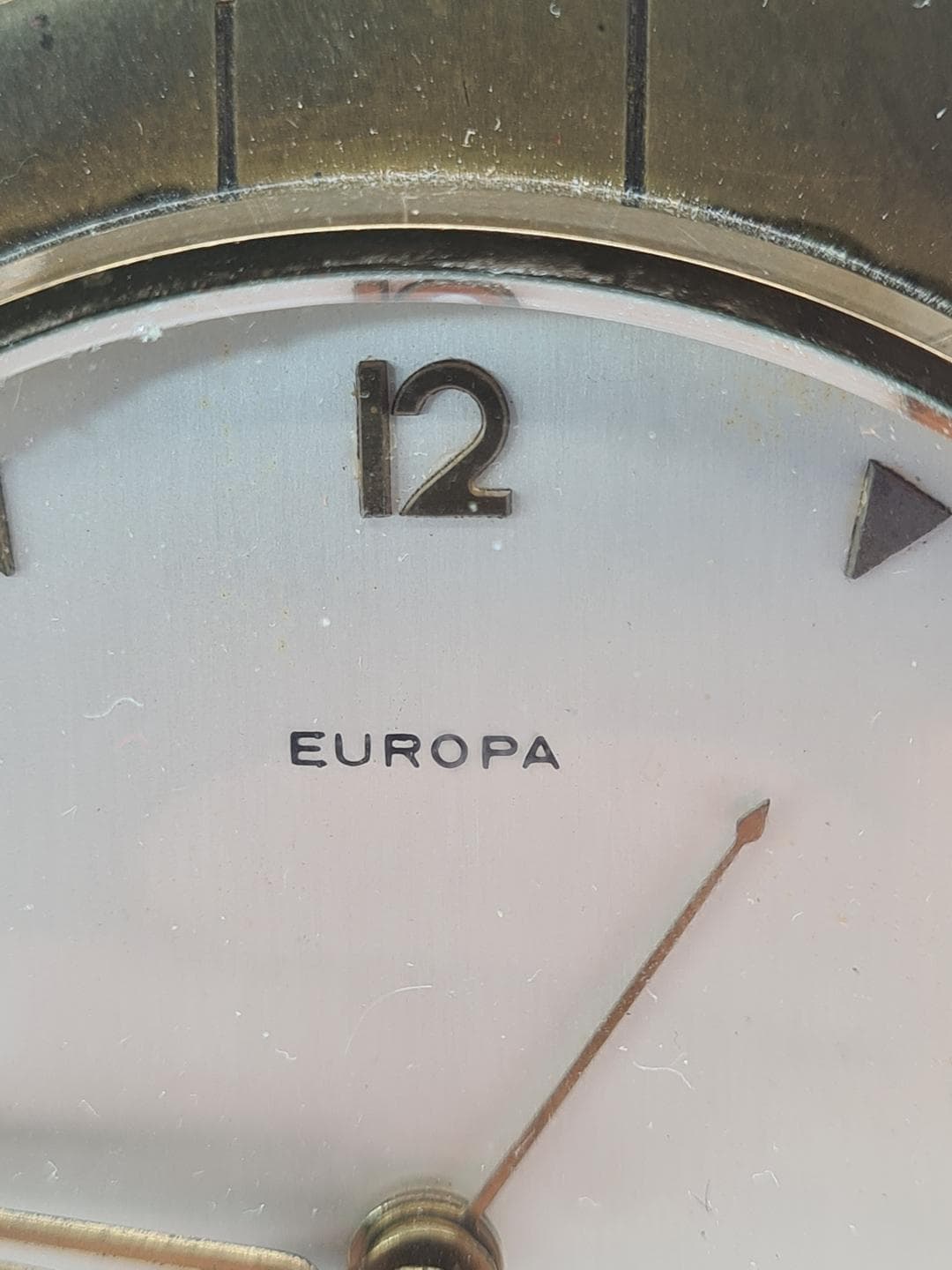 Table clock, gold, brass glass, Germany, 1960s - 326862