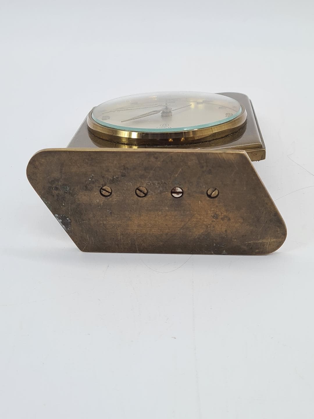Table clock, gold, brass glass, Germany, 1960s - 326865