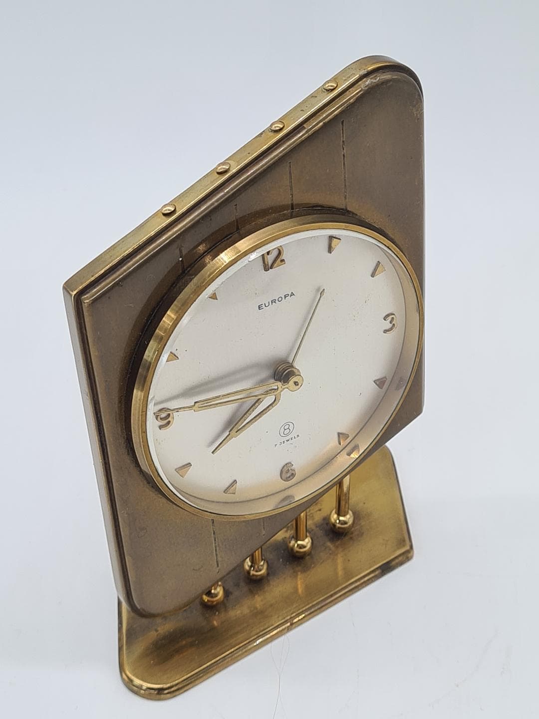 Table clock, gold, brass glass, Germany, 1960s - 326863