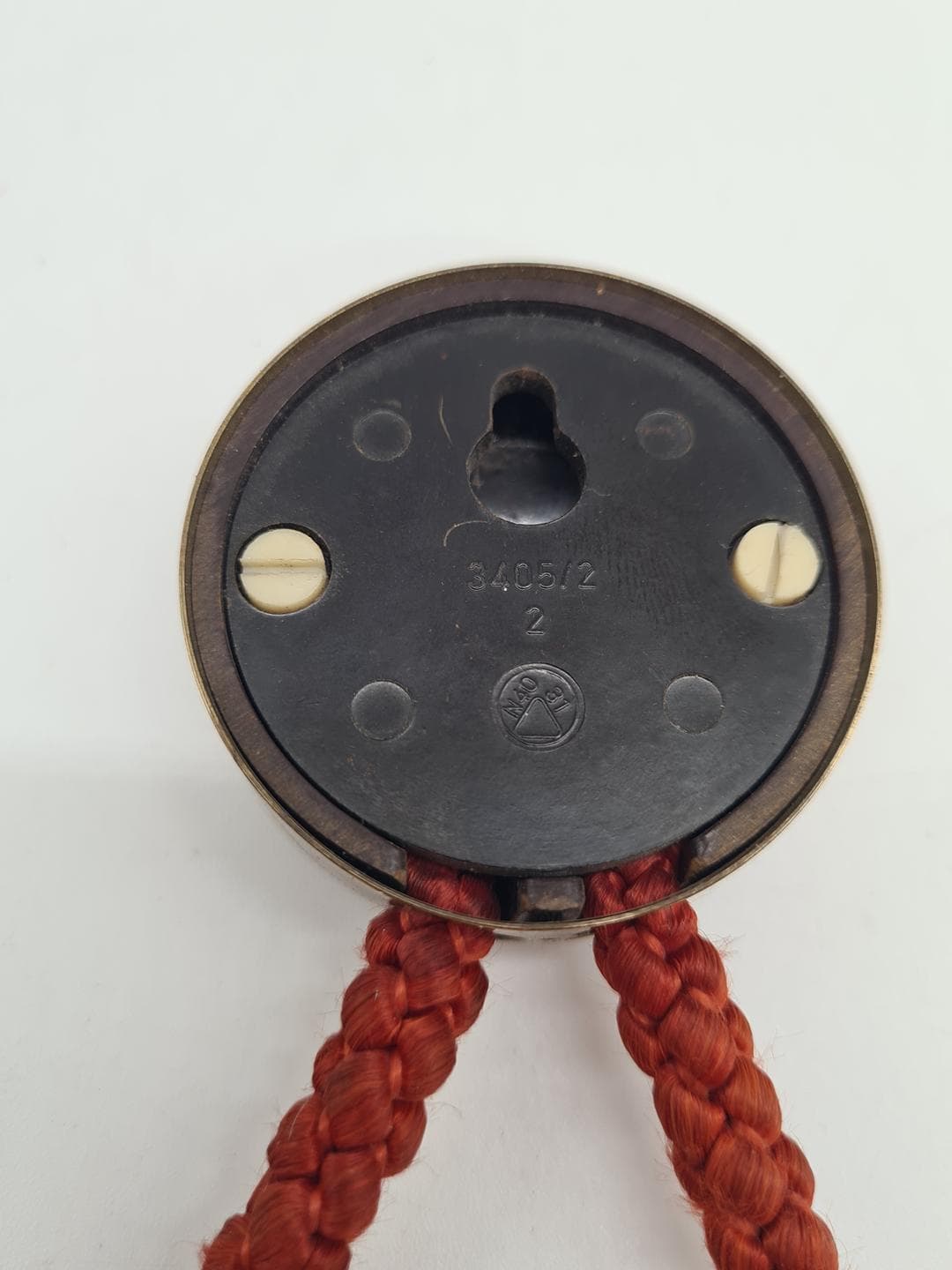 Wall Clock, Space Age, red acrylic, gold metal, East Germany, 1970s. - 326877