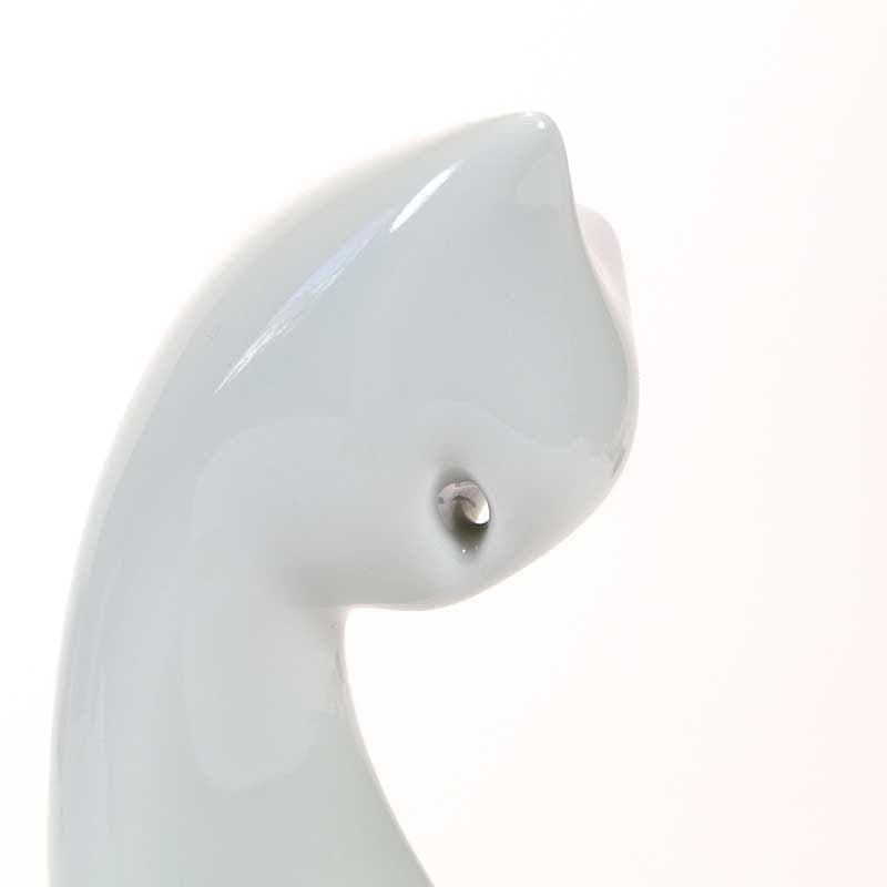 Figurine Sitting Cat, white porcelain, by M. Naruszewicz, Poland, 1960s. - 326928